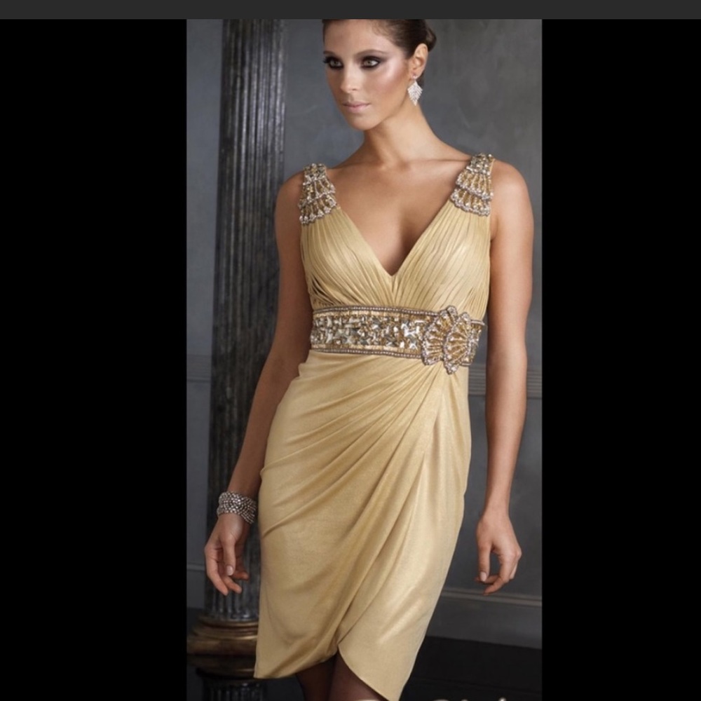 ♥️ Brand New ! Beautiful Gold Terani beaded dress
